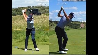 Justin Thomas golf swing  Long Iron faceon amp downtheline July 2017 [upl. by Marino]