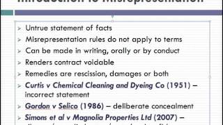 Misrepresentation Lecture 1 of 4 [upl. by Letsyrc]